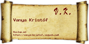 Vanya Kristóf névjegykártya